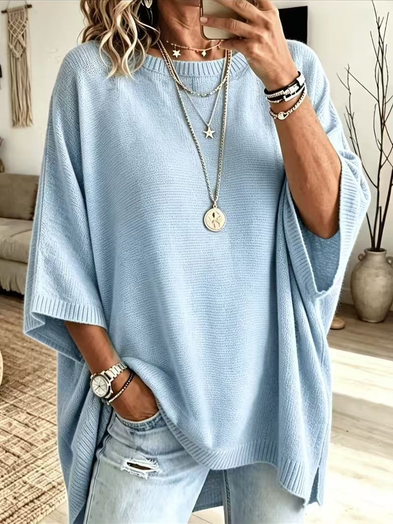 Evanthia Oversized Side-Slit Tunic Sweater
