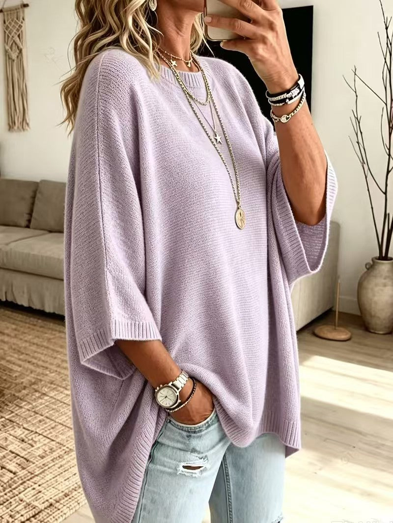 Evanthia Oversized Side-Slit Tunic Sweater