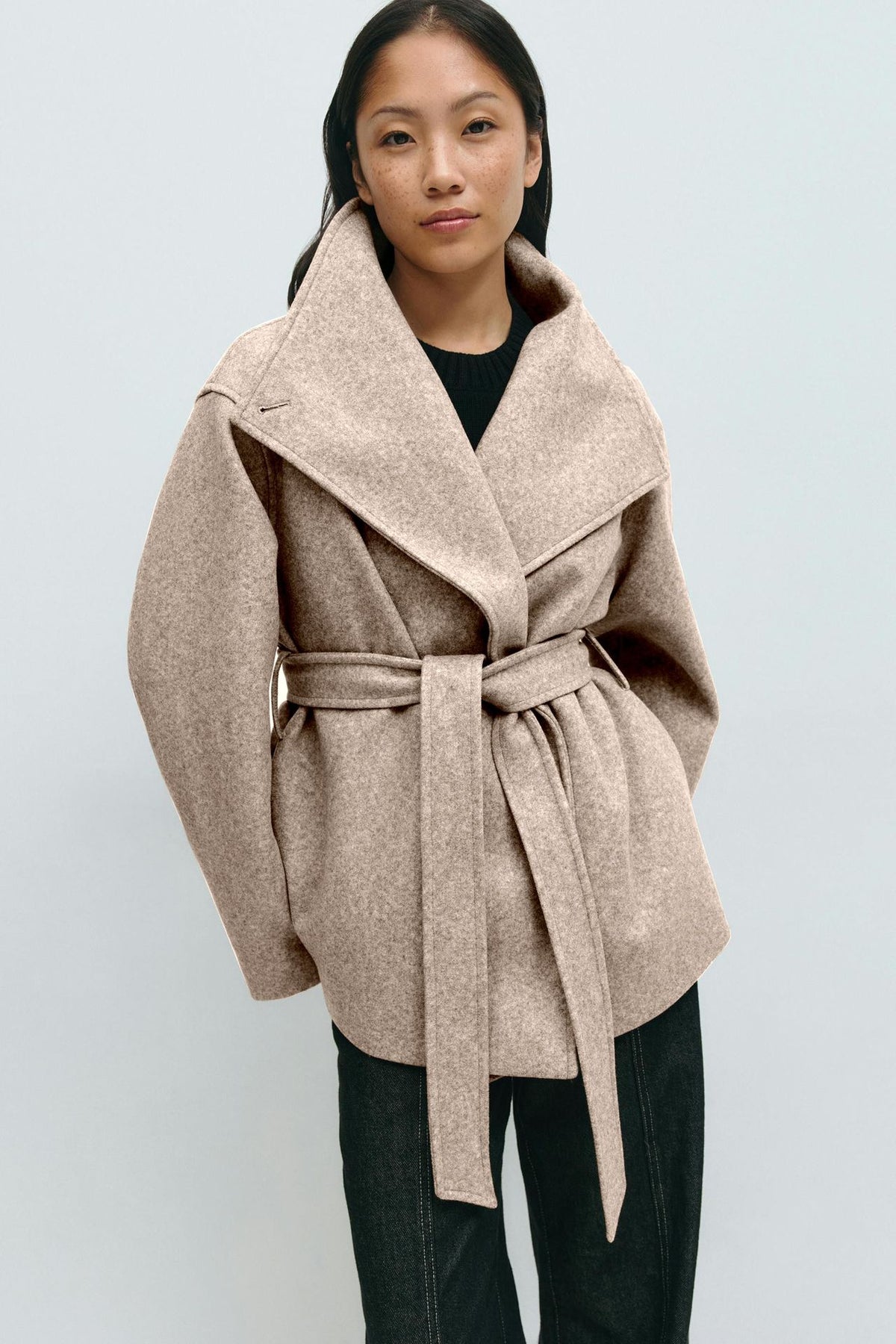 Lorna Belted Stand Collar Wool Coat