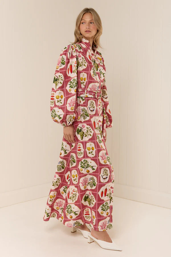 Rhoda Linen Floral Belted Shirt Dress