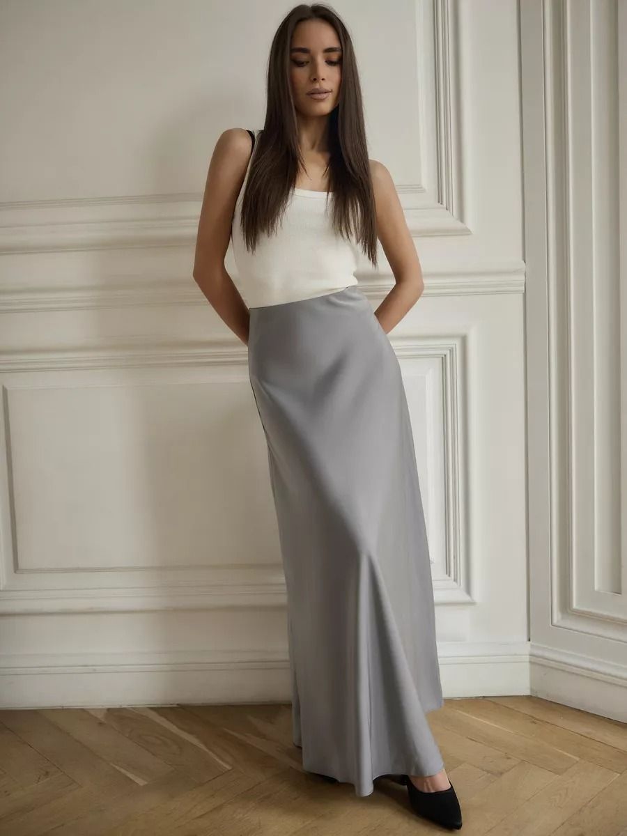 Gabriela High Waist Satin Mermaid Maxi Skirt