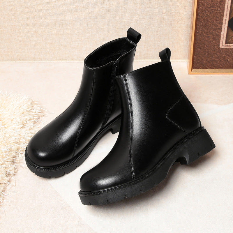 Gwen Minimal Side-Zip Lug Sole Ankle Boots