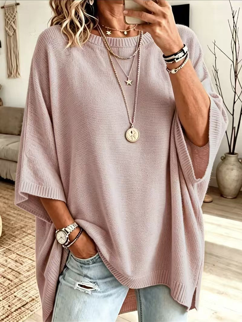 Evanthia Oversized Side-Slit Tunic Sweater