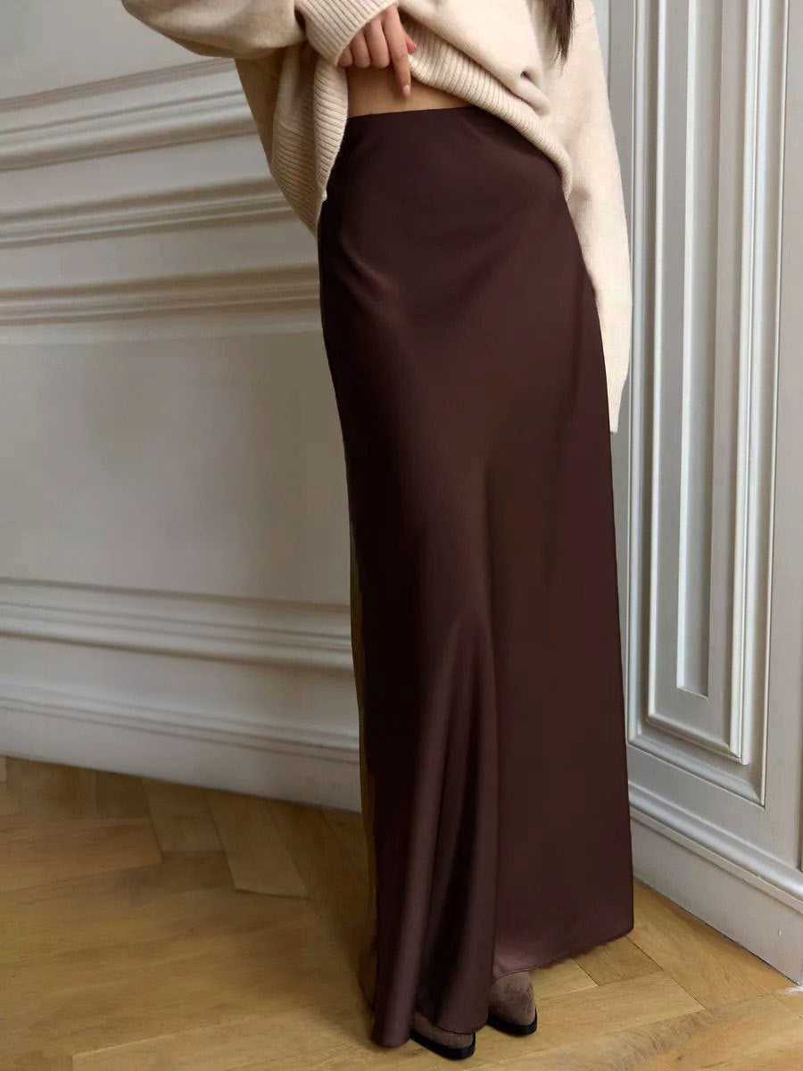 Gabriela High Waist Satin Mermaid Maxi Skirt