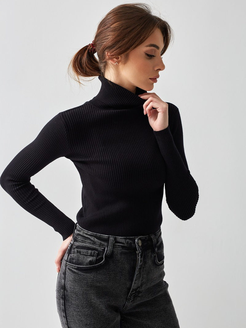 Margo & Main – cotton ribbed knit turtleneck sweater, additional view 13, US women's sizes