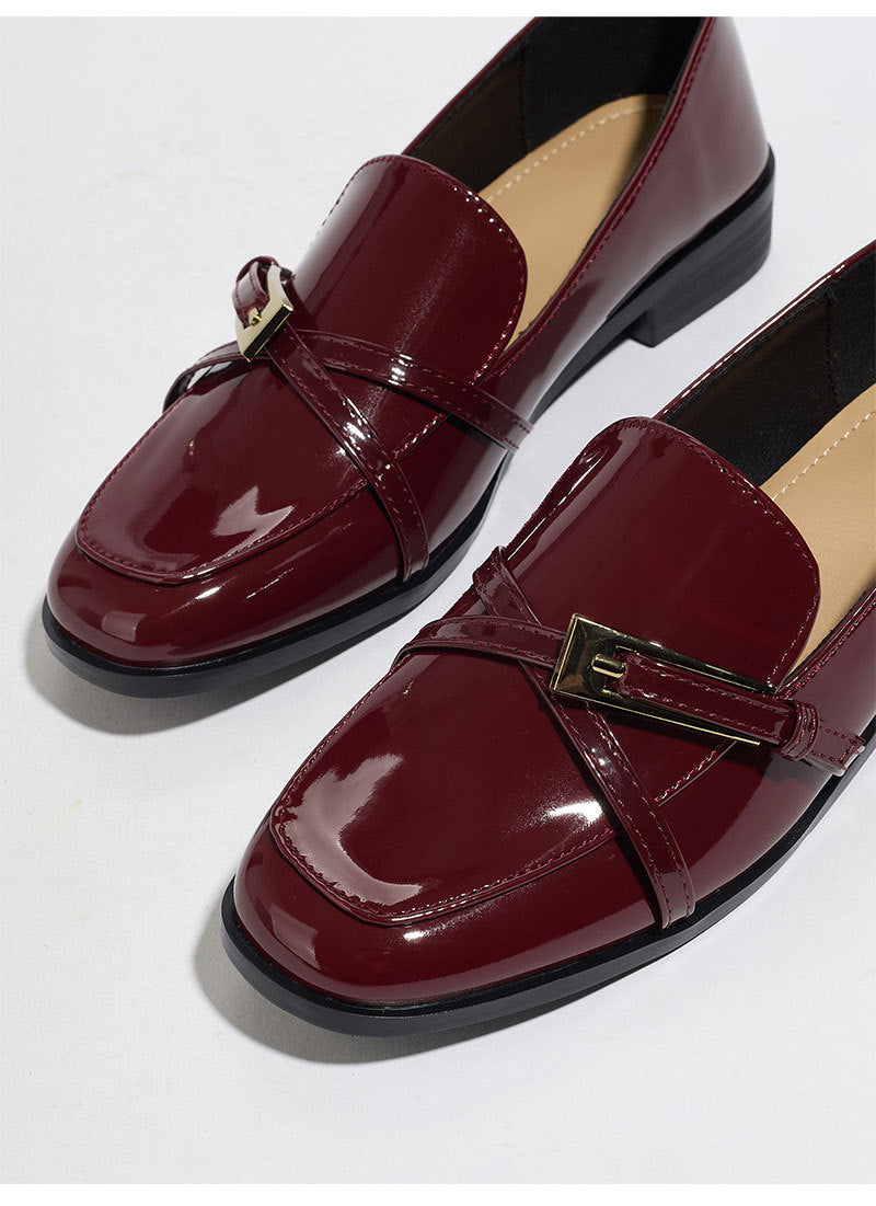 Margo & Main – patent square toe bar loafers, detail view, US women's sizes