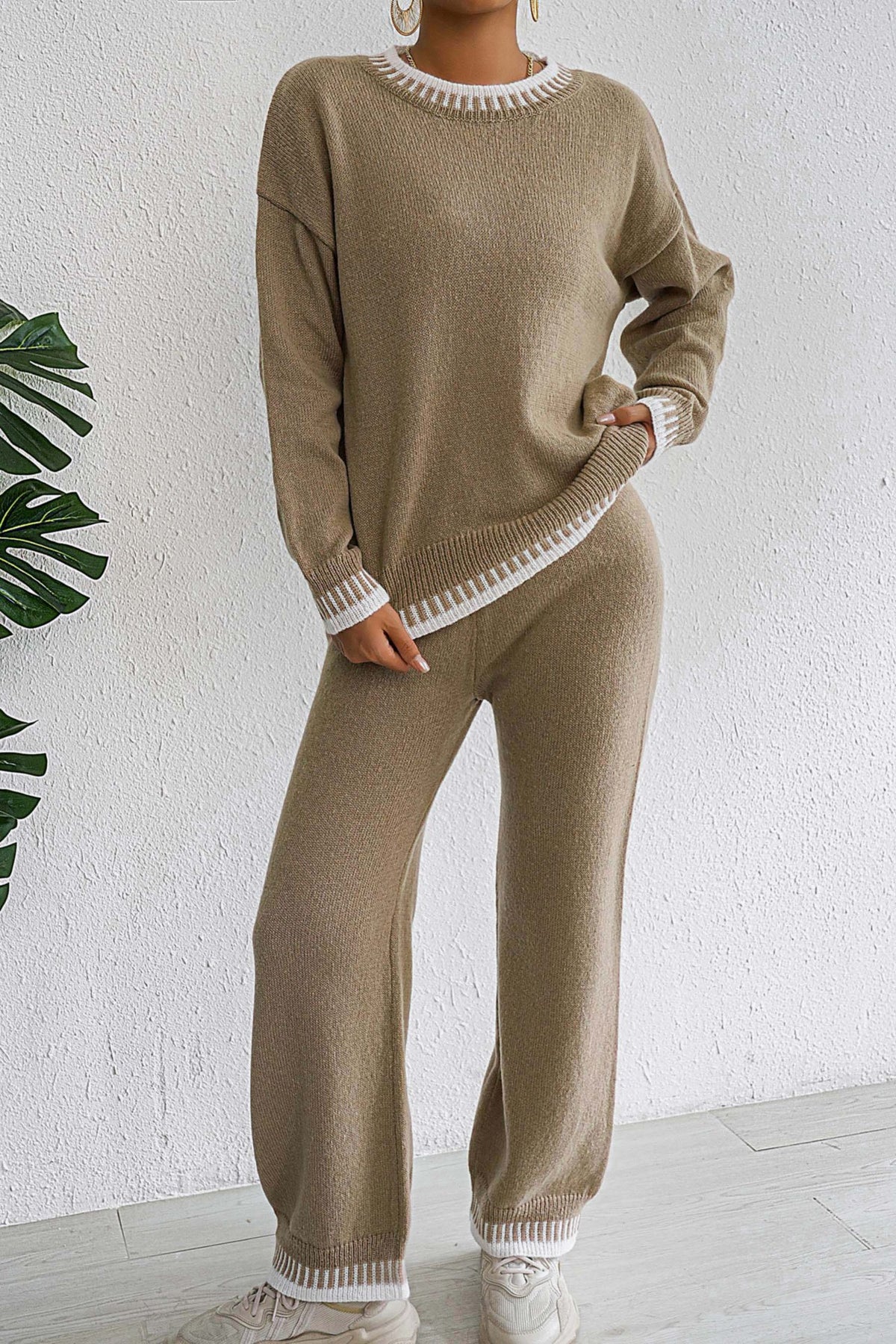 Cerelia Contrast Stitch Knit Lounge Set