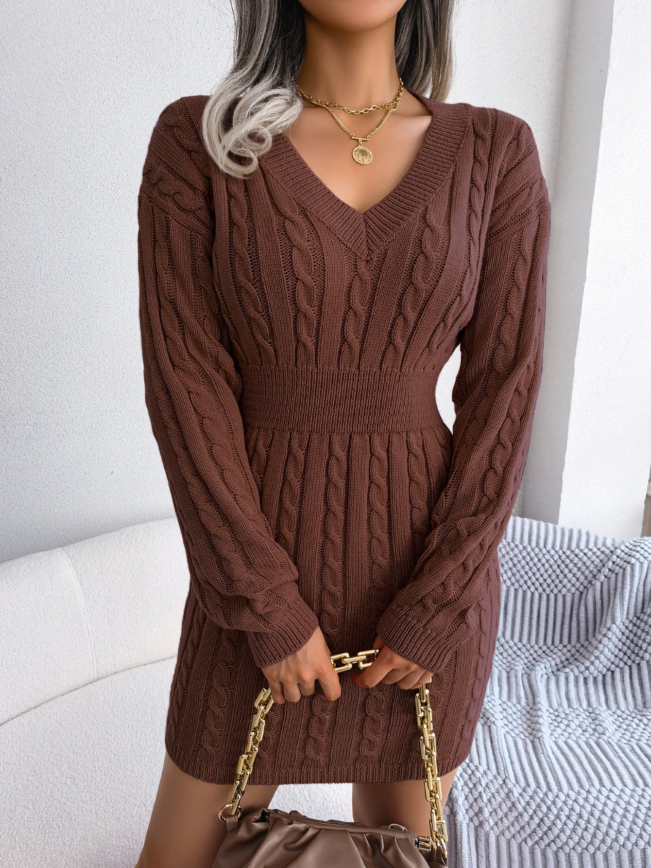 Margo & Main – cable-knit smocked-waist sweater dress, additional view 13, US women's sizes