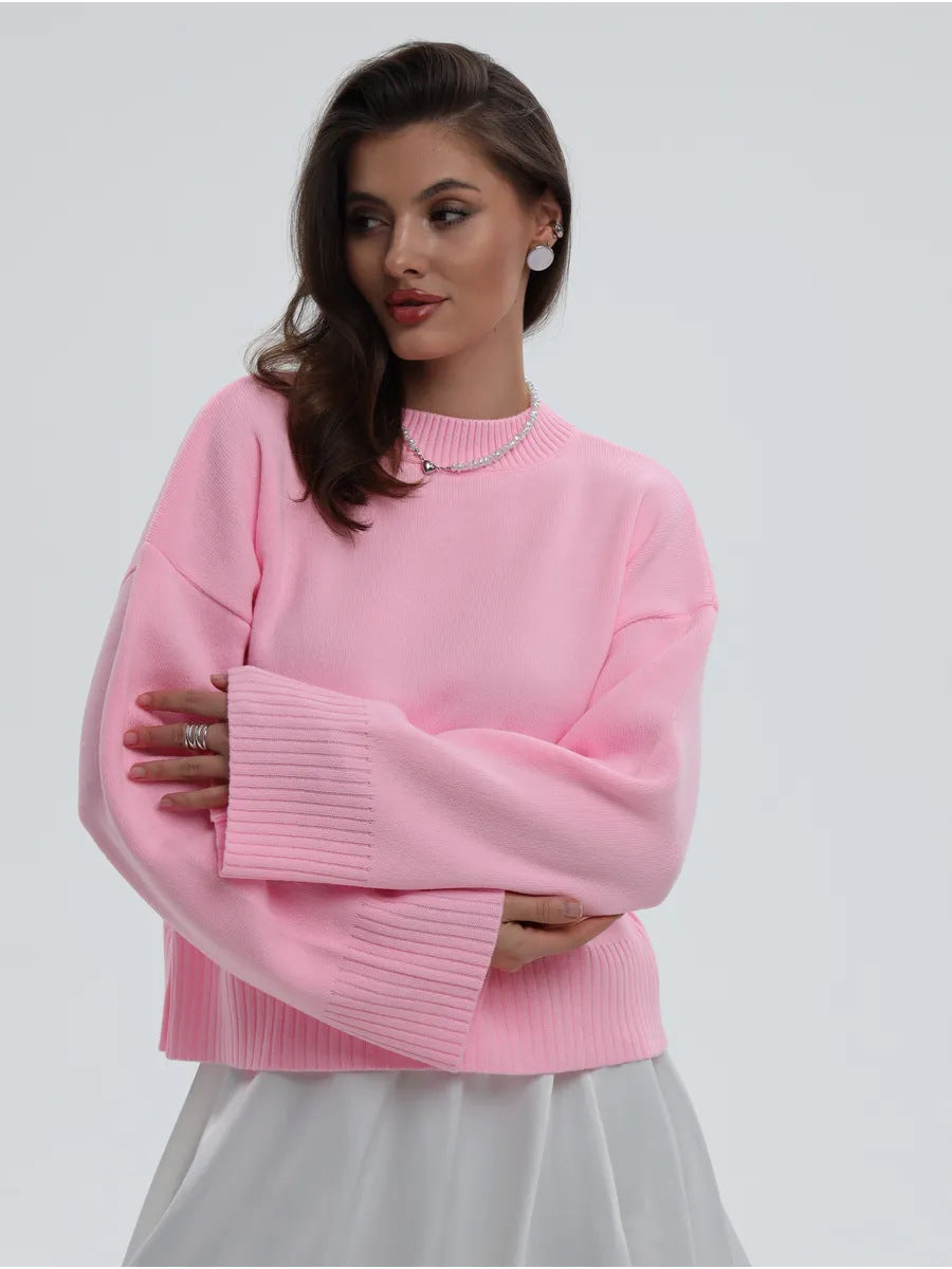 Margo & Main – ribbed-cuff oversized pullover sweater, side view, US women's sizes