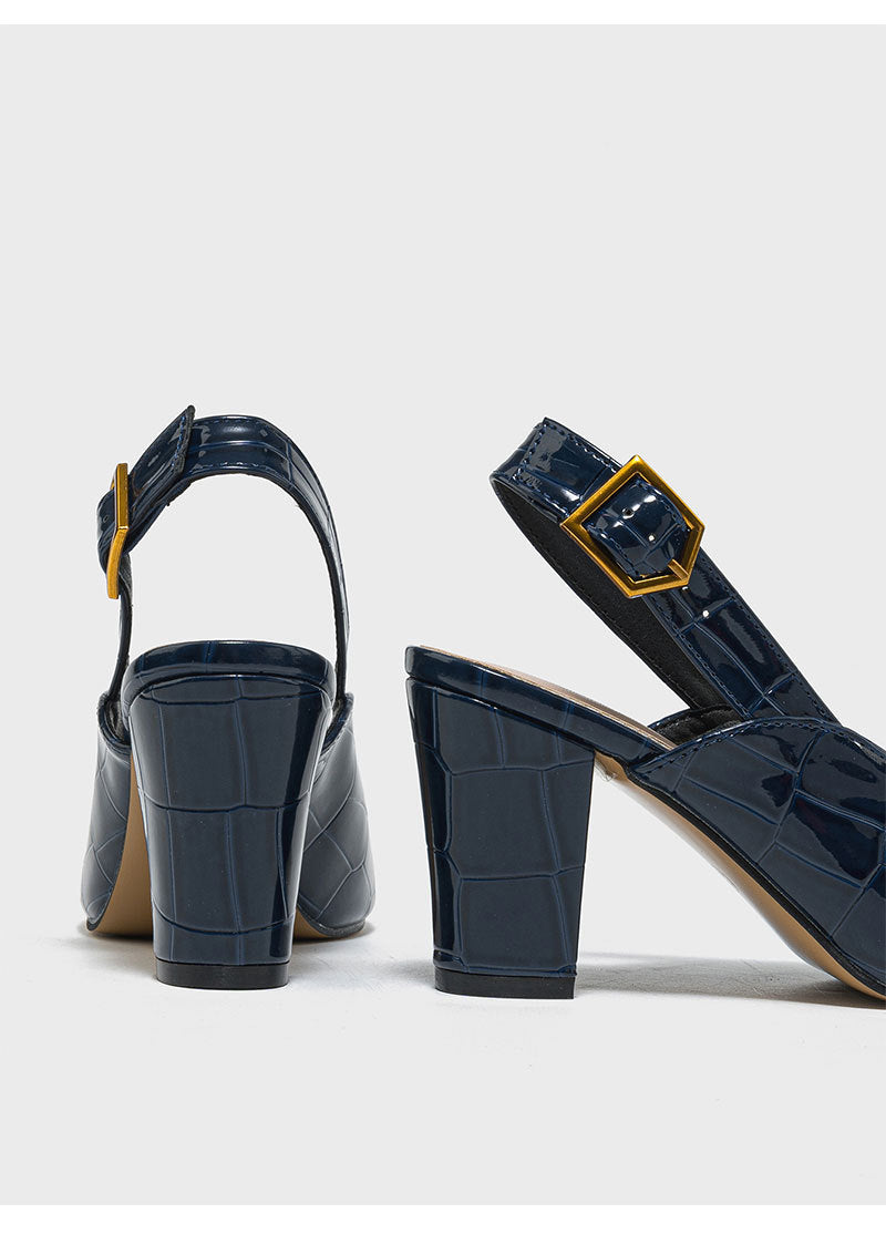 Loretta Croc-Embossed Slingback Heels