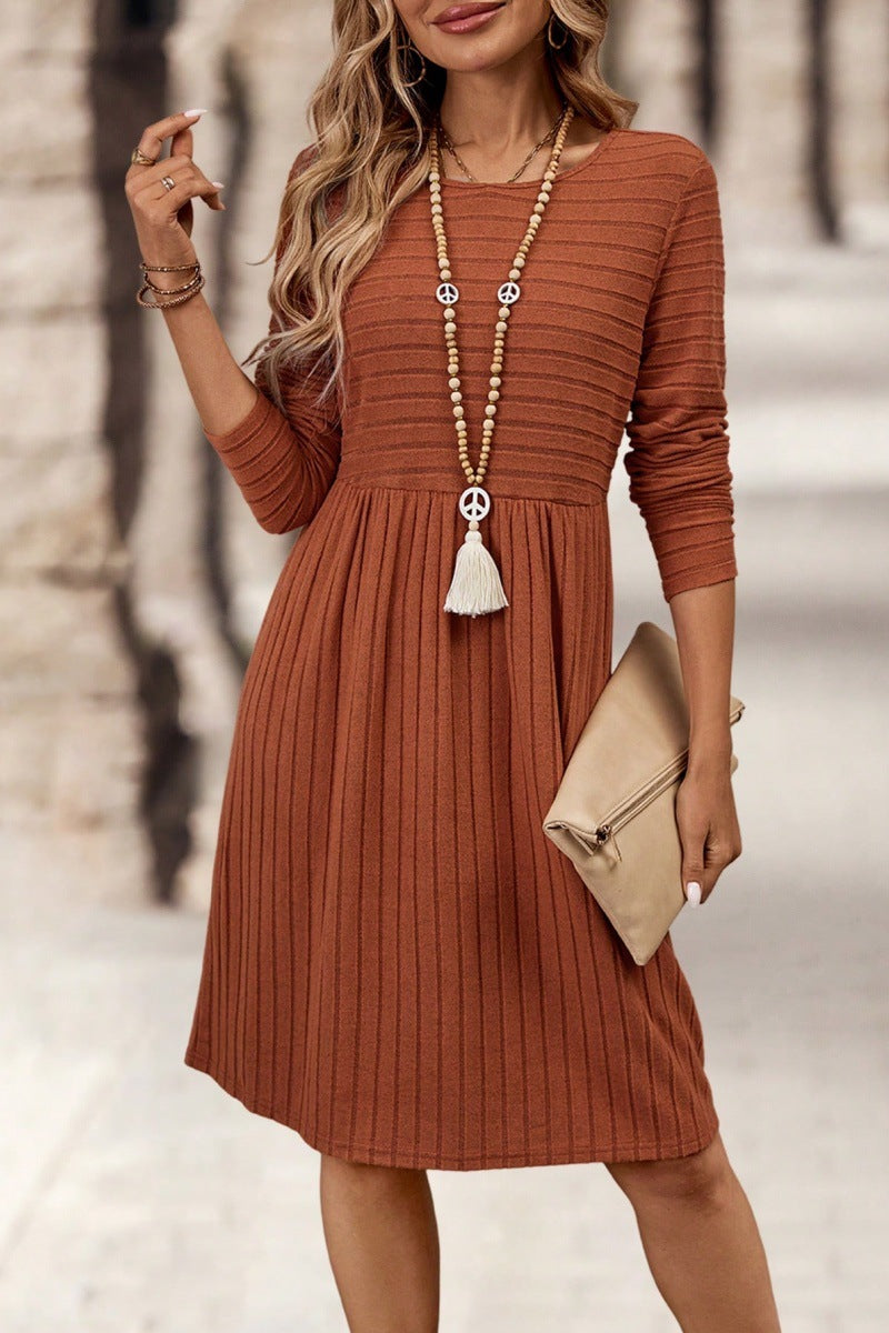 Margo & Main – ribbed-knit long sleeve a-line dress, front view, US women's sizes