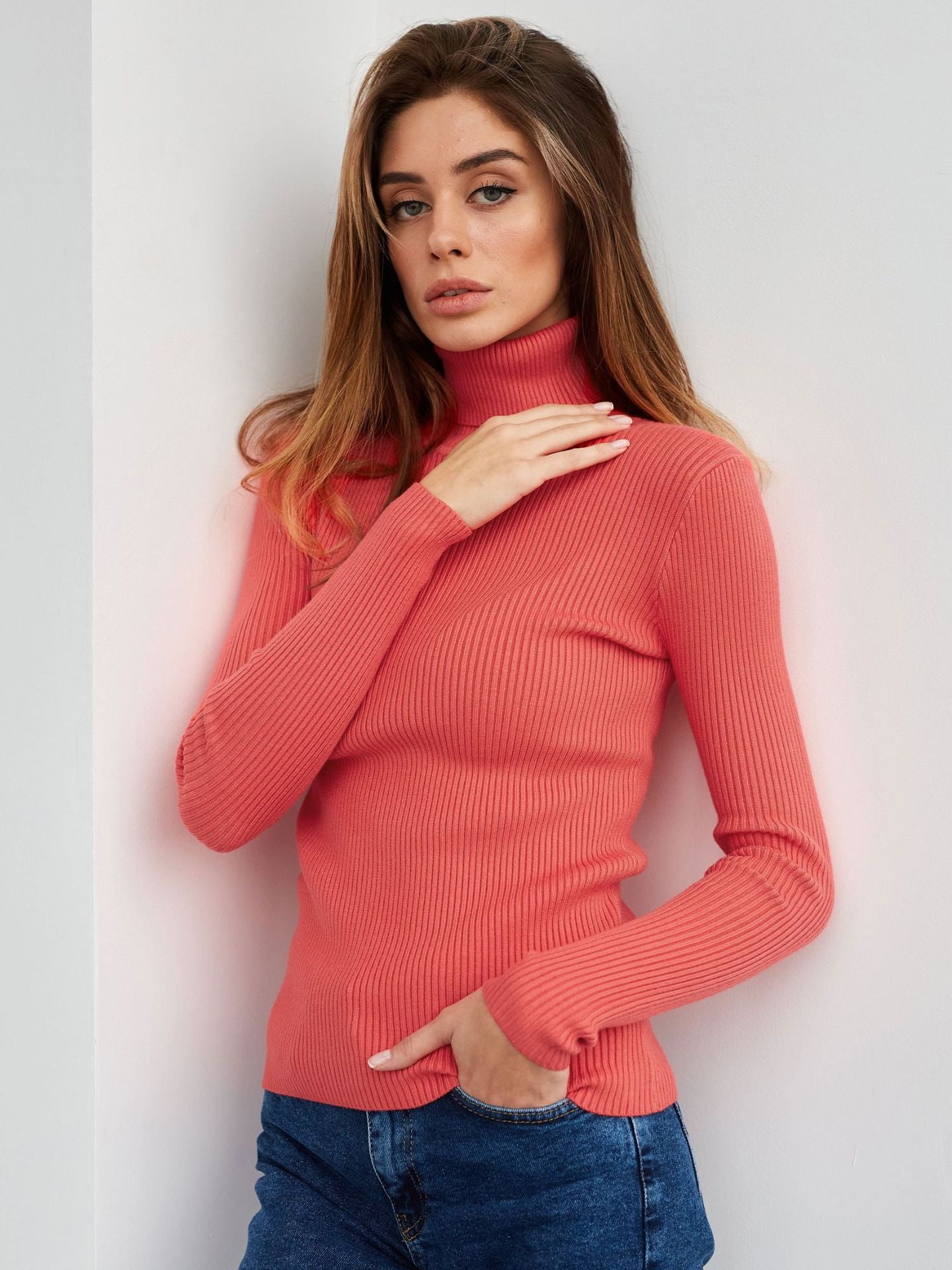 Margo & Main – cotton ribbed knit turtleneck sweater, additional view 32, US women's sizes