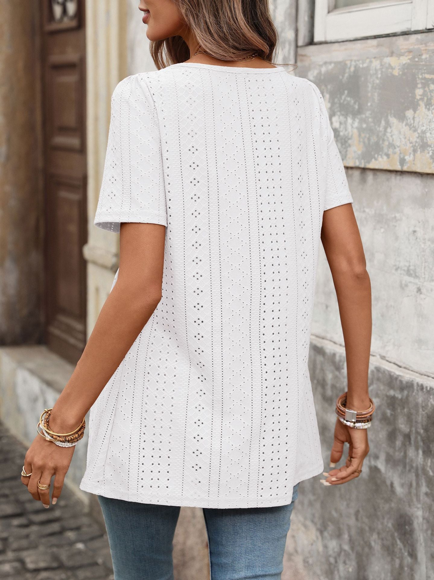 Margo & Main – eyelet square-neck peplum tunic, additional view 14, US women's sizes