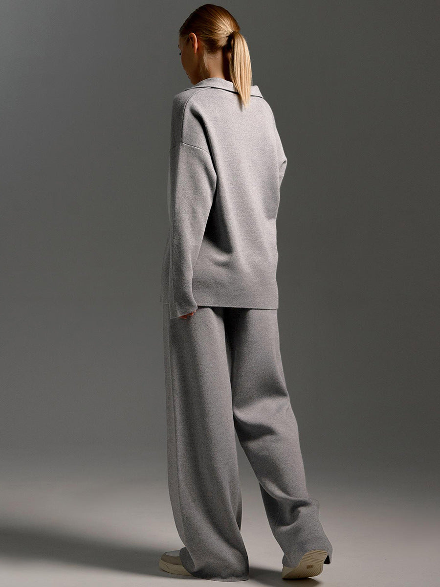 Valborg Polo Collar Knit Sweater and Pants Set