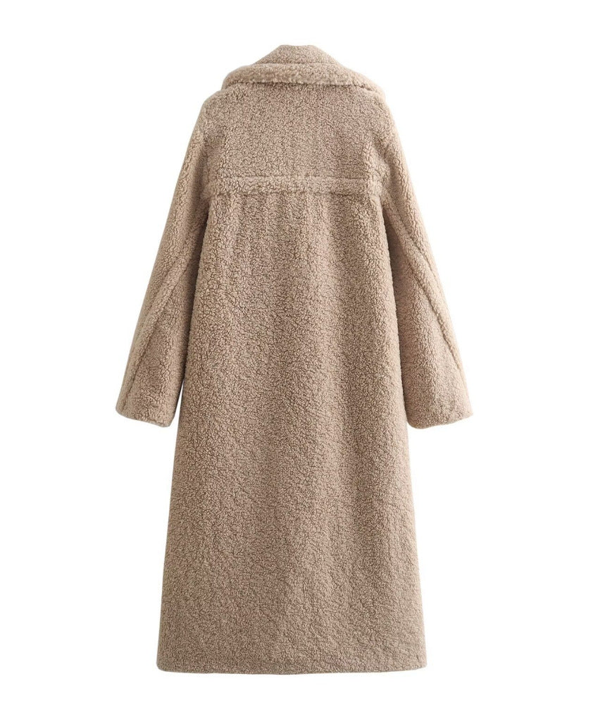 Tallulah Double-Breasted Long Teddy Coat