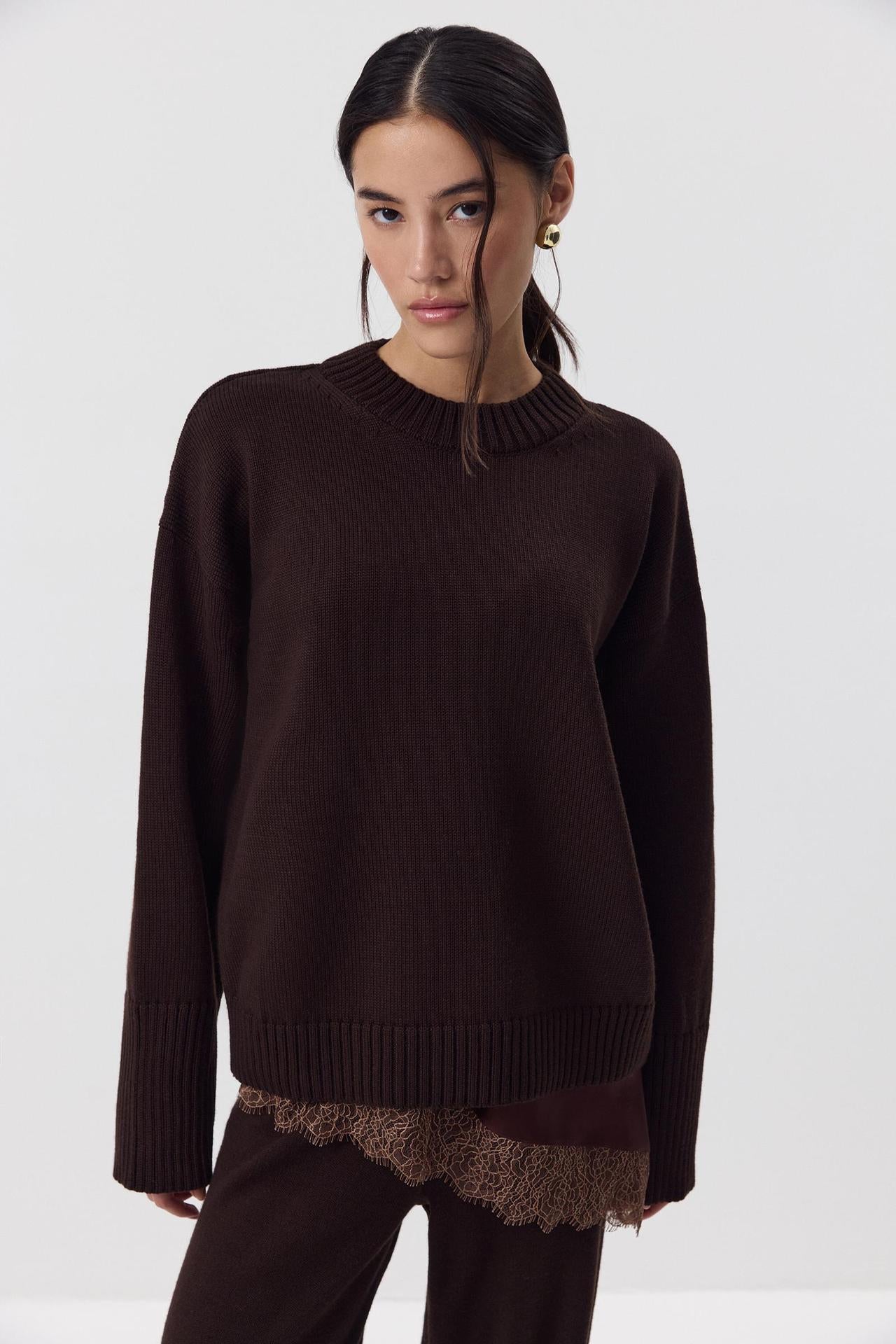 Margo & Main – cotton crew neck drop shoulder sweater, additional view 21, US women's sizes