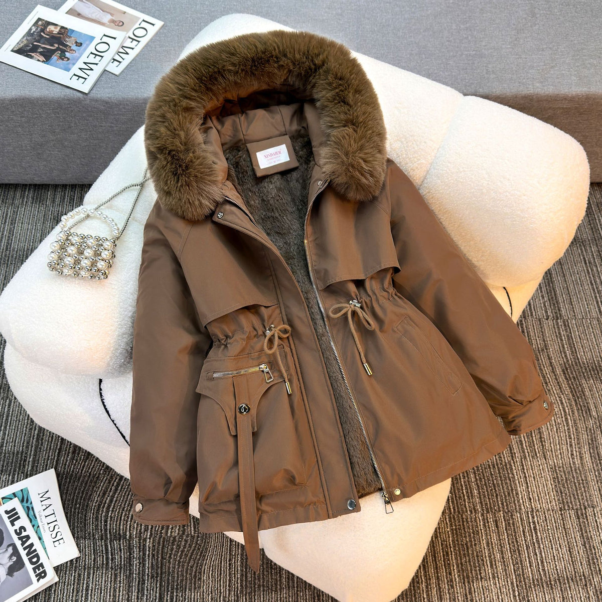 Lucretia Faux Fur Hood Fleece-Lined Parka
