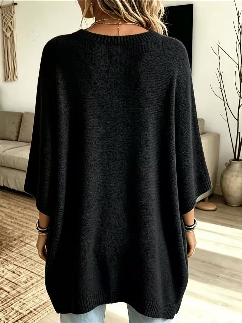 Evanthia Oversized Side-Slit Tunic Sweater