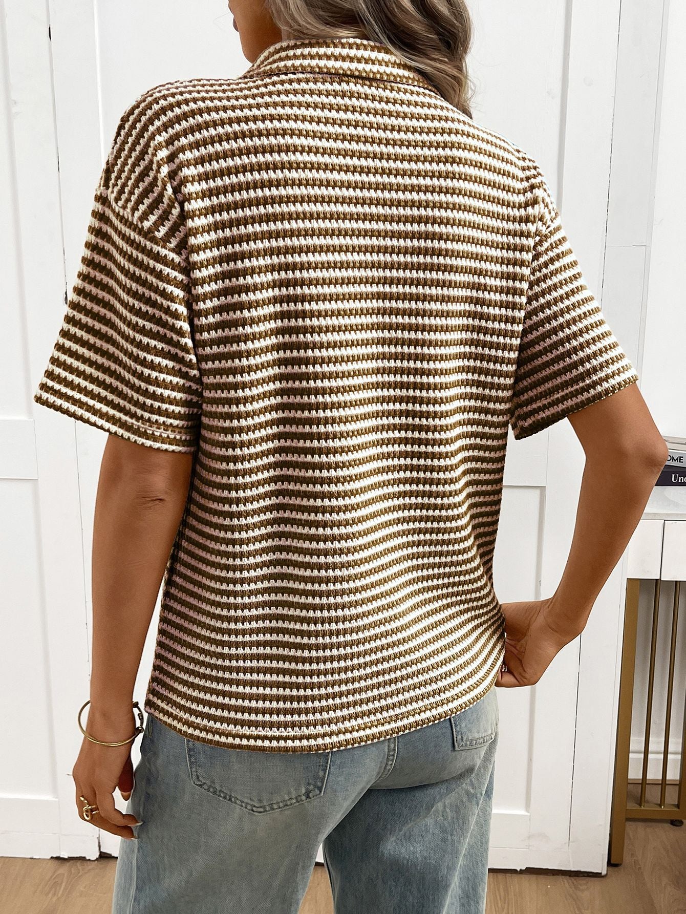 Mabel Textured Knit Polo Top