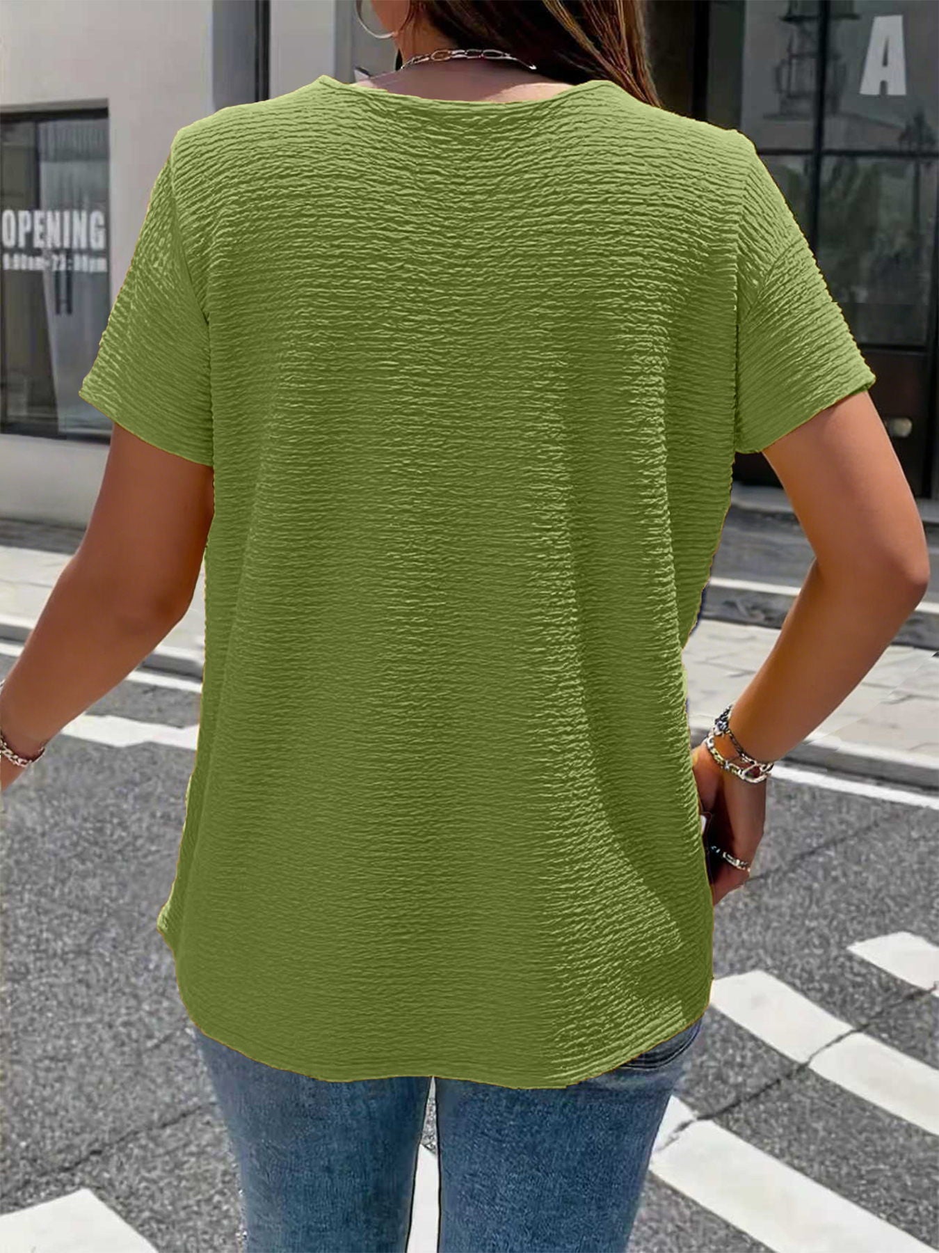 Etta Textured V-Neck Everyday Blouse