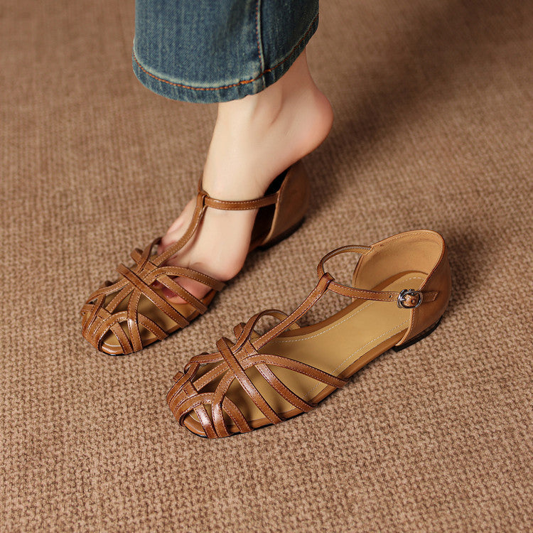 Camille Woven Ankle Strap Flats