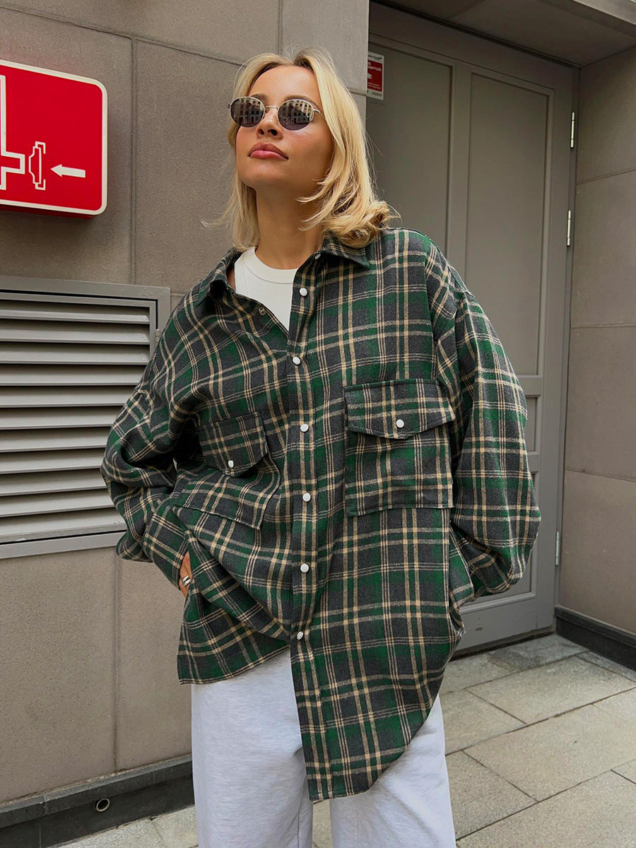Raquel Oversized Plaid Flap Pocket Shacket
