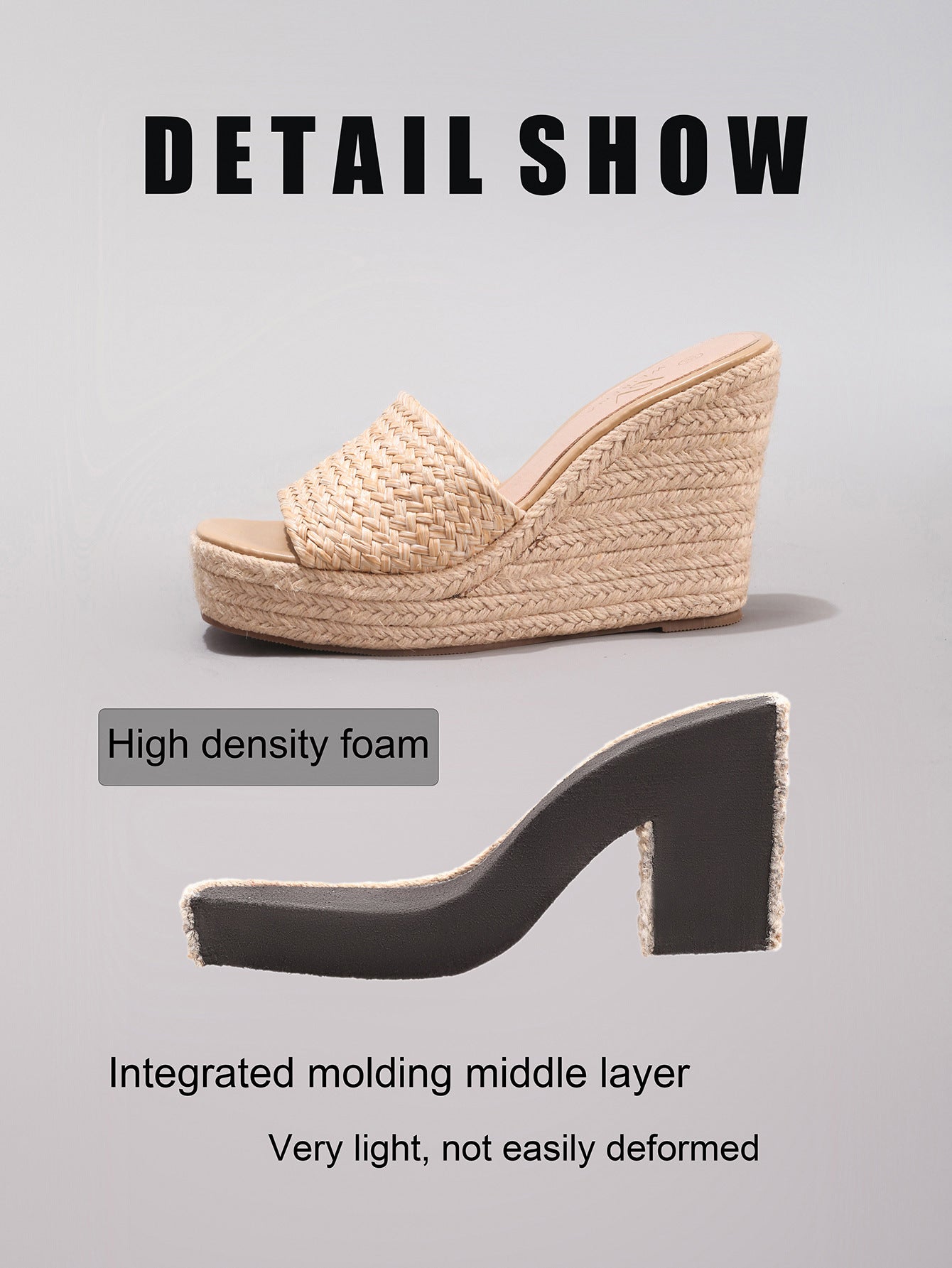 Margo & Main – Woven Straw Platform Mule Sandals, detail view, US women's sizes
