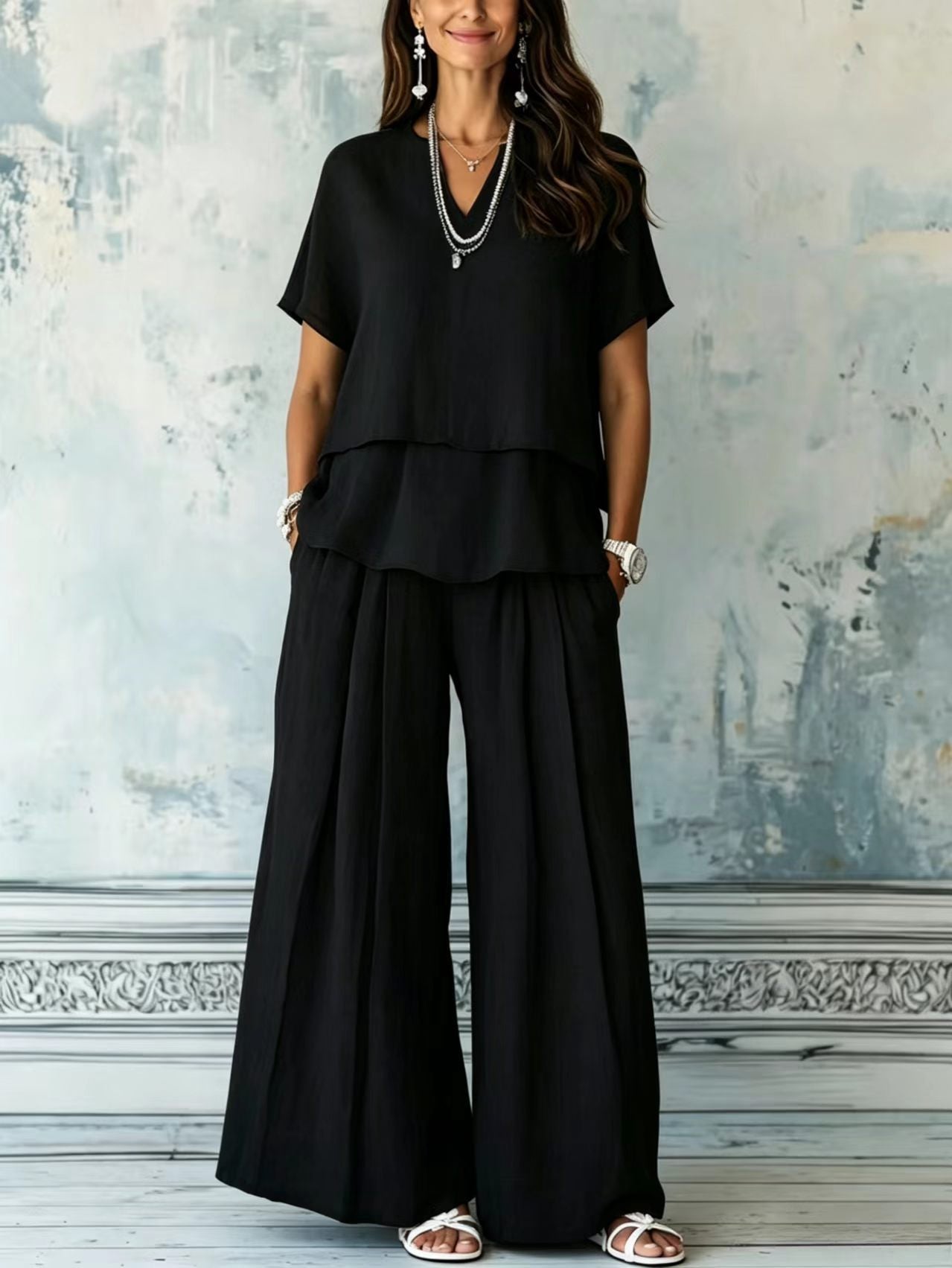 Sera Lightweight Wide Leg Pants Set