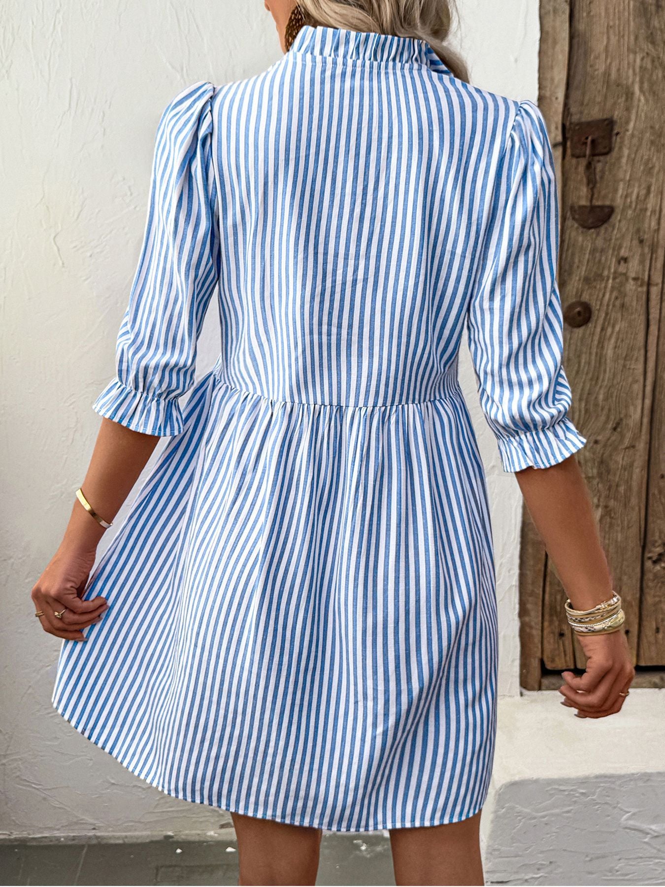 Rebecca Flattering A-Line Striped Dress
