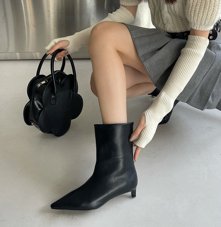 Josie Pointed-Toe Low Heel Ankle Boots