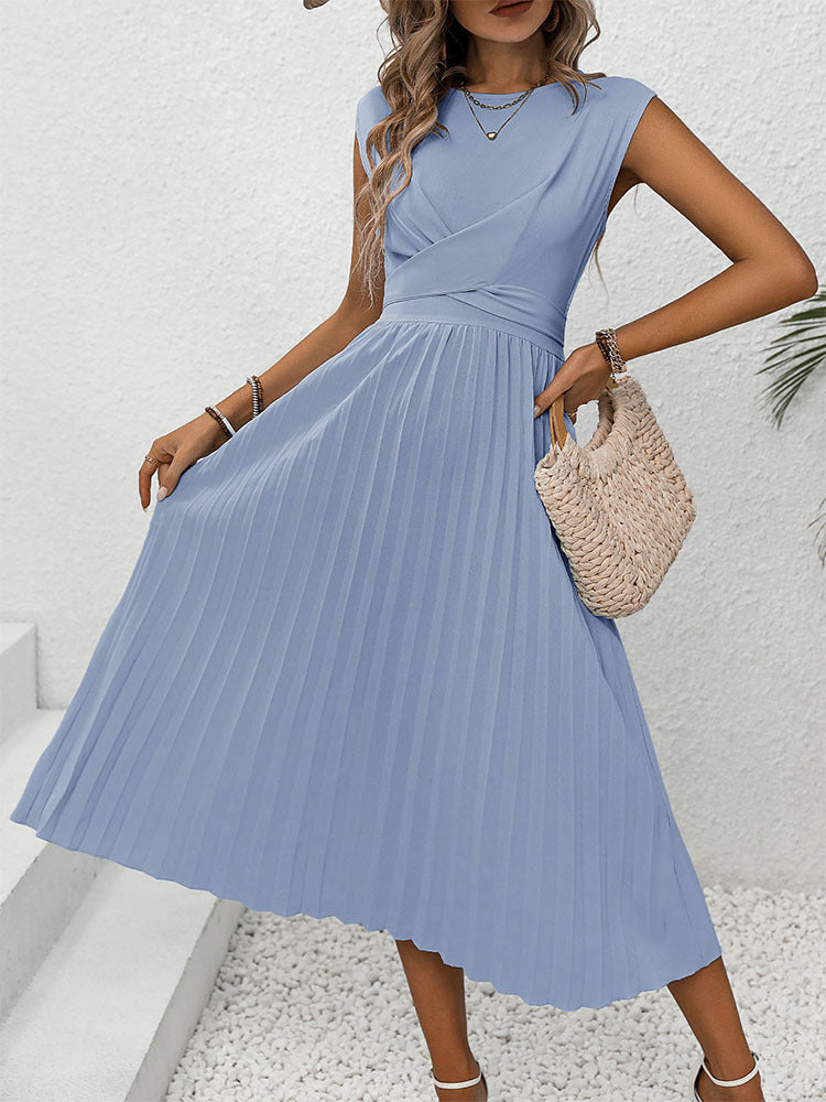 Elizabeth Pleated Waist Midi Dress