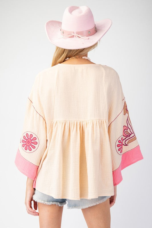 Norma Embroidered Boho Blouse