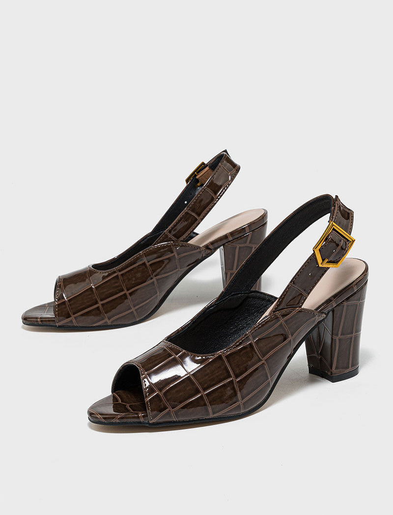 Loretta Croc-Embossed Slingback Heels