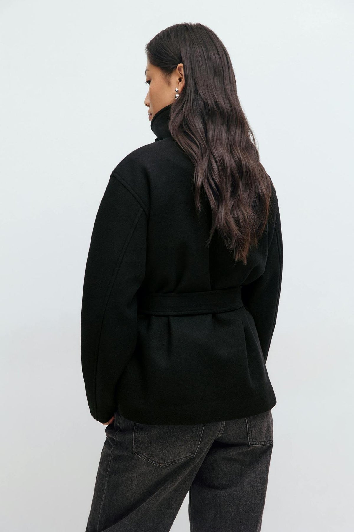 Lorna Belted Stand Collar Wool Coat