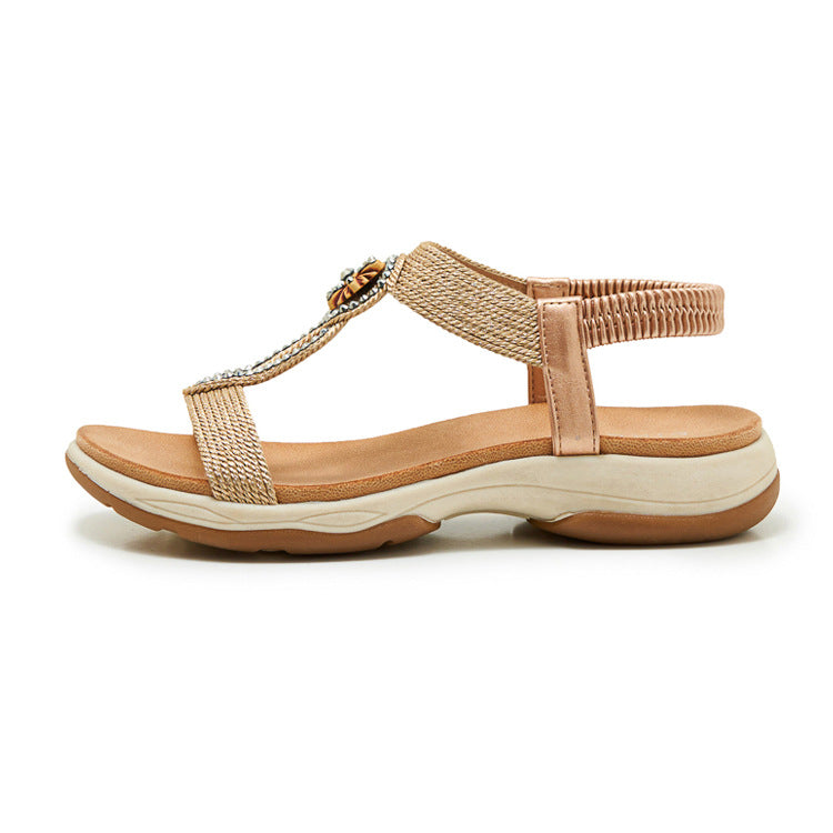 Cassidy Jeweled T-Strap Sandals