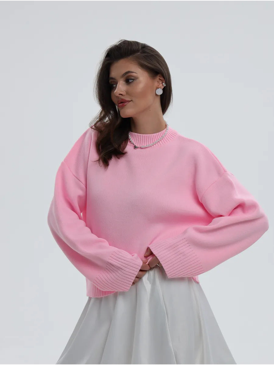 Margo & Main – ribbed-cuff oversized pullover sweater, back view, US women's sizes