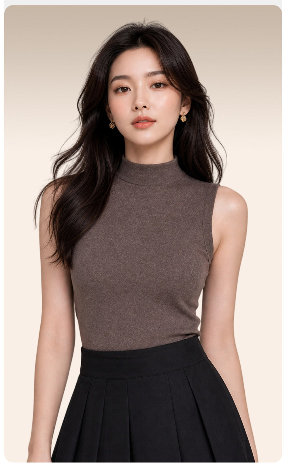 Fulvia Ribbed Mock Neck Sleeveless Knit Top