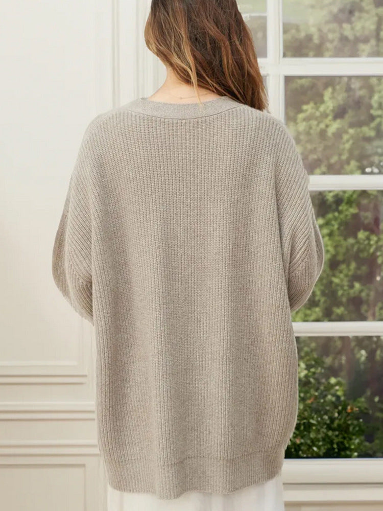 Marian Oversized Ribbed V-Neck Cardigan