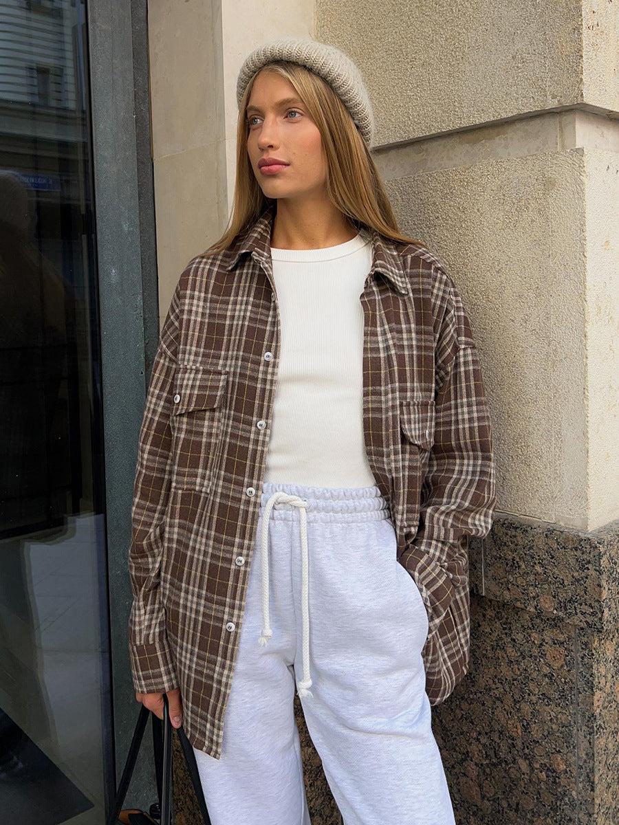 Raquel Oversized Plaid Flap Pocket Shacket