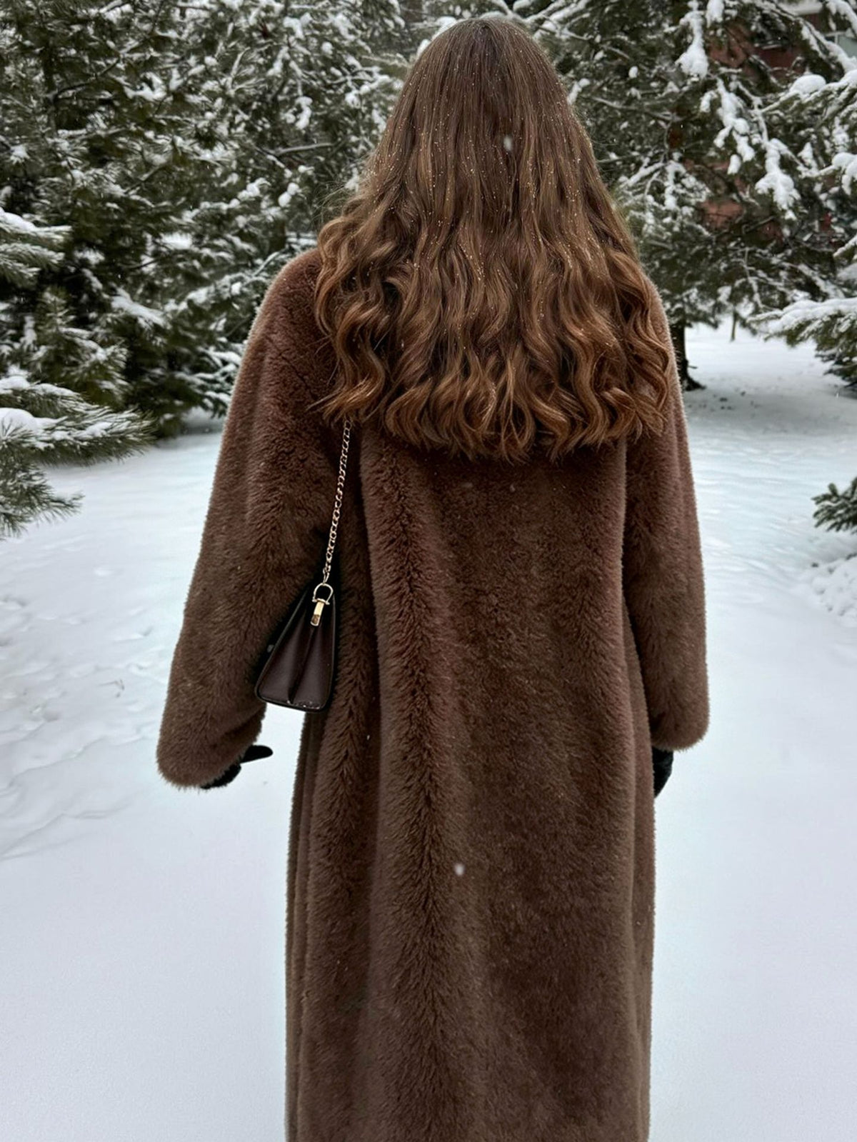 Amandine Belted Faux Fur Long Wrap Coat
