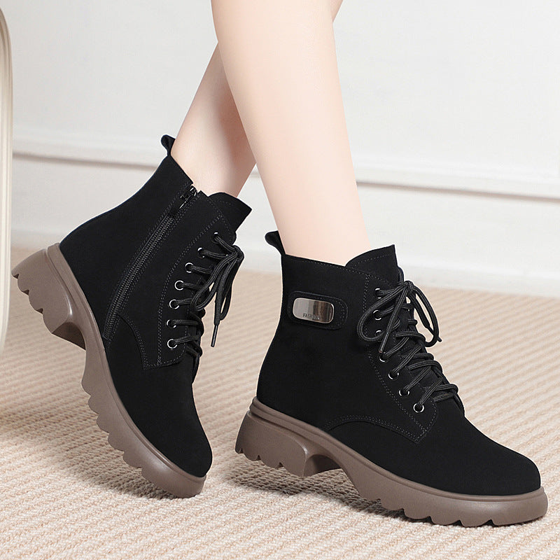 Endellion Lace-Up Side-Zip Combat Boots