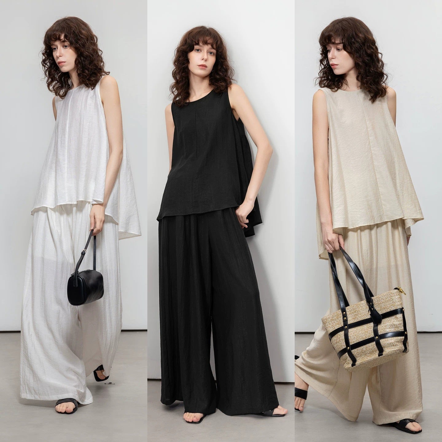 Alba Linen-Blend Sleeveless Top & Wide-Leg Pants Set