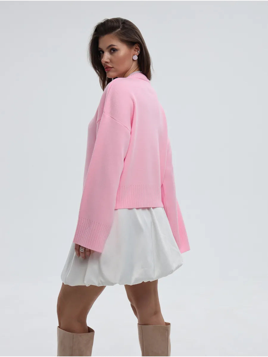 Margo & Main – ribbed-cuff oversized pullover sweater, detail view, US women's sizes