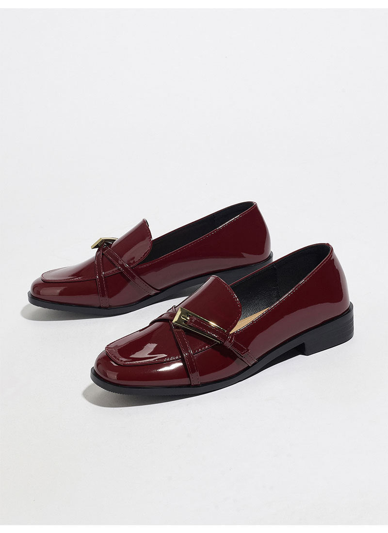 Margo & Main – patent square toe bar loafers, back view, US women's sizes