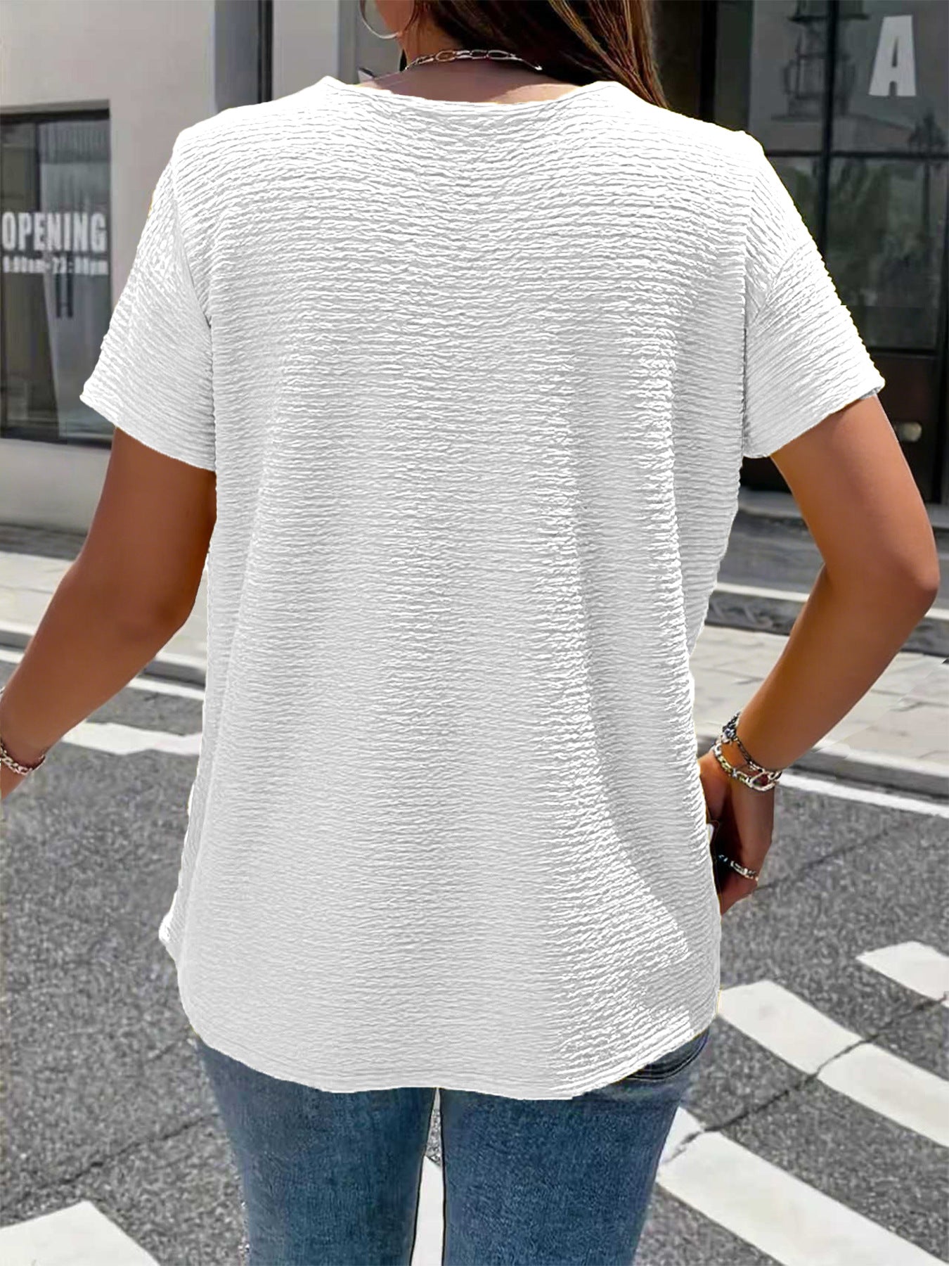 Etta Textured V-Neck Everyday Blouse