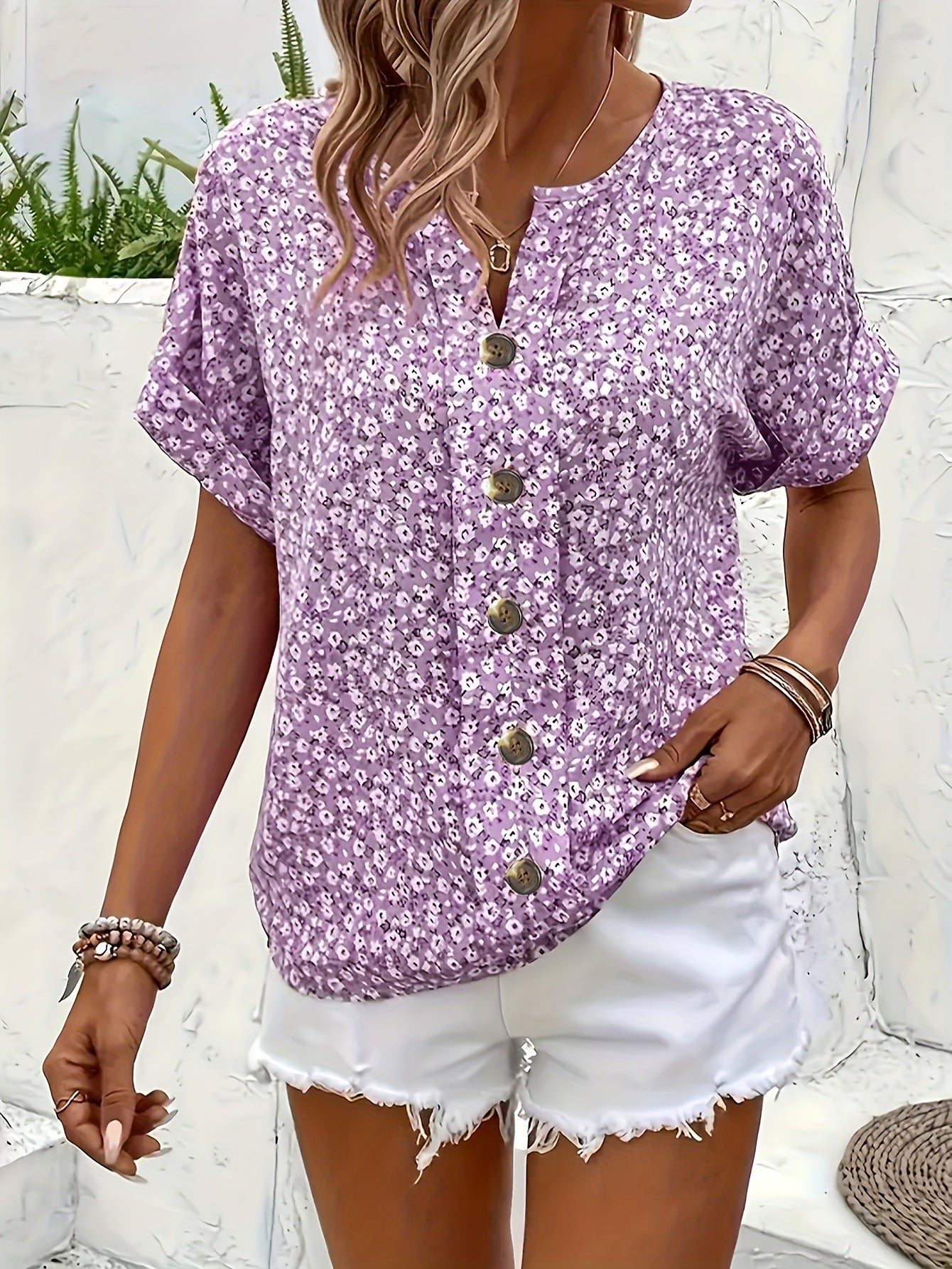 Elira Flattering Button Blouse