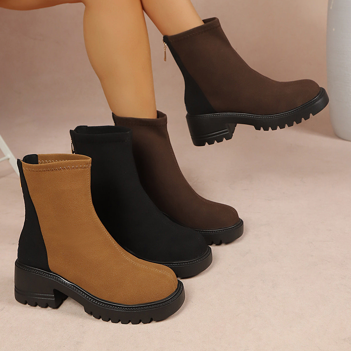 Saoirse Two-Tone Lug Sole Chelsea Boots