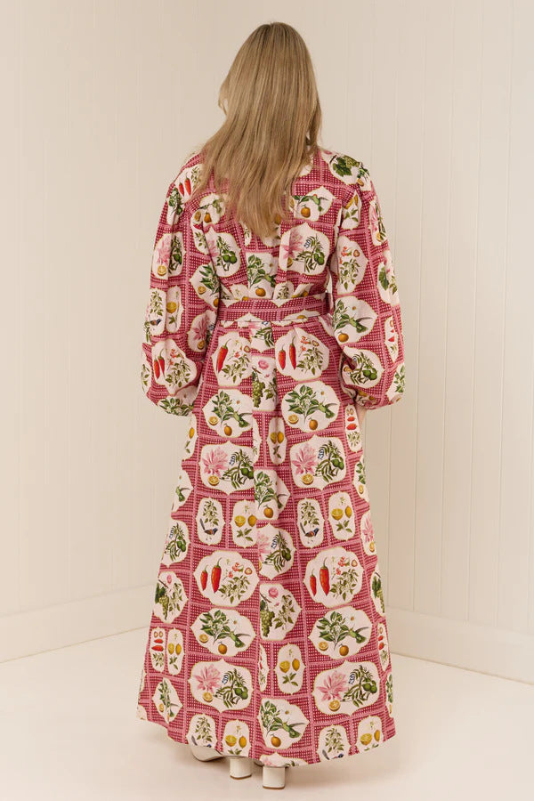 Rhoda Linen Floral Belted Shirt Dress