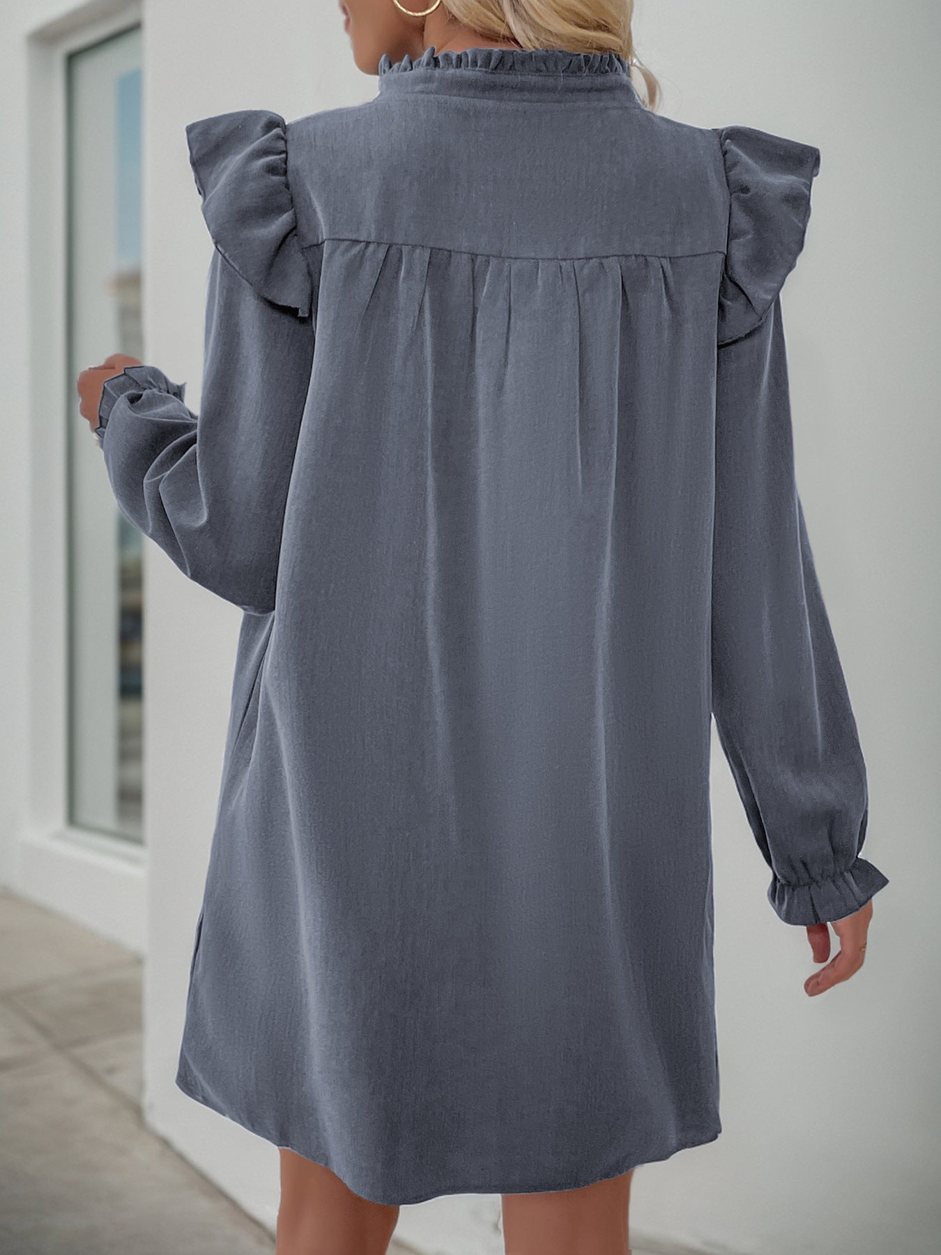 Catherine Cotton Blend Relaxed Ruffle Dress