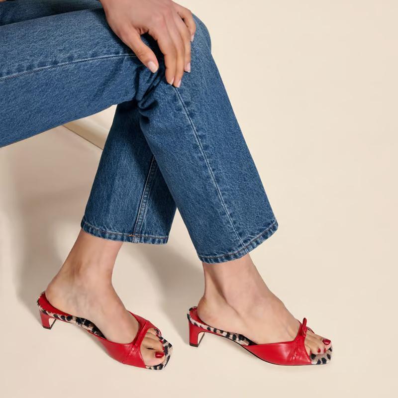 Maison Bow Detail Kitten Heel Mules